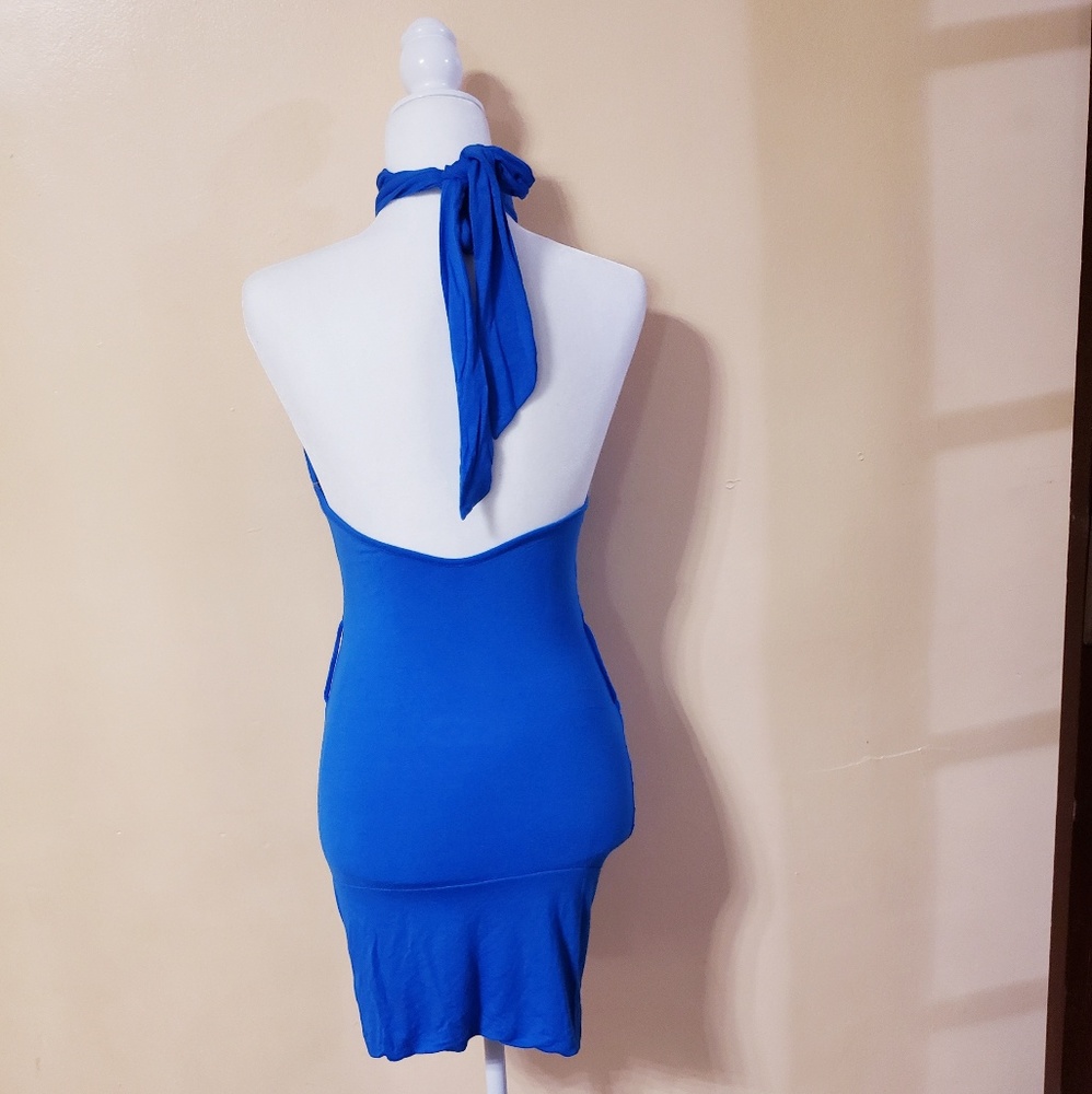 Blue Ruffled Halter Dress - Picture 5 of 7